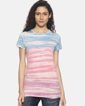 women tie & dye print slim fit t-shirt