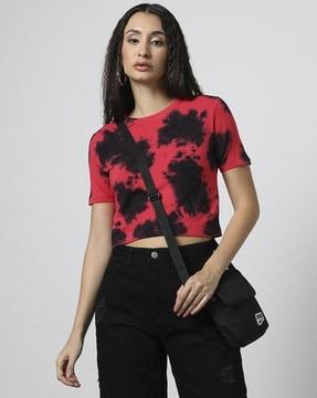 women tie & dye regular fit crew-neck t-shirt