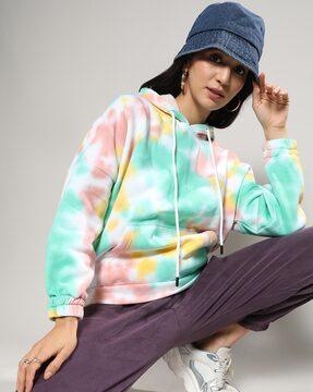 women tie & dye regular fit hoodie