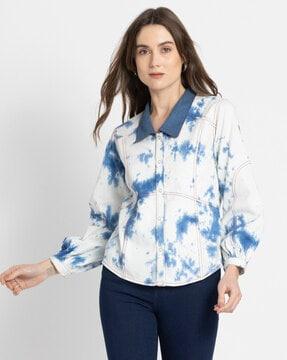 women tie & dye relaxed fit shirt