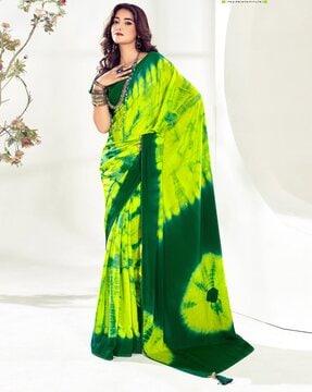 women tie & dye saree with tassels