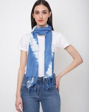 women tie & dye scarf with tassels