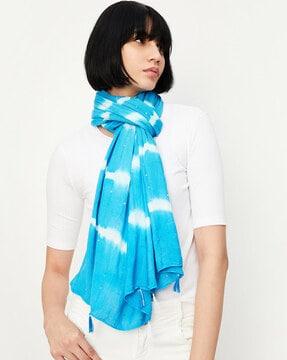 women tie & dye scarf with tassels