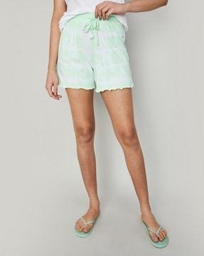 women tie & dye shorts with drawstring waist