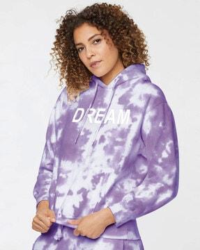 women tie & dye slim fit hooded t-shirt