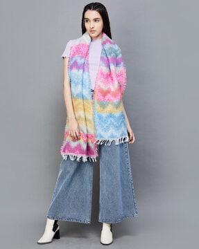 women tie & dye stole with tassel