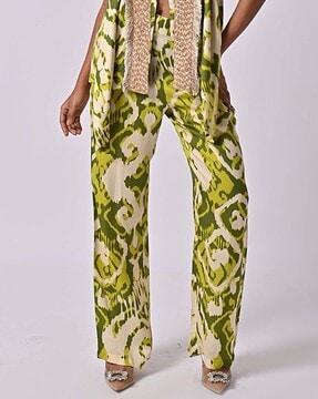 women tie & dye straight fit high rise pants