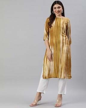 women tie & dye straight kurta