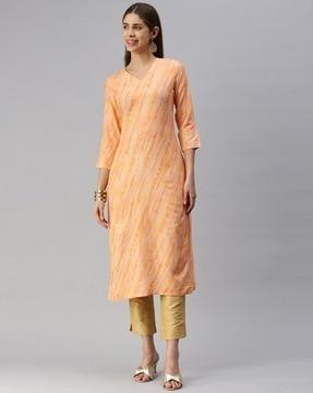 women tie & dye straight kurta