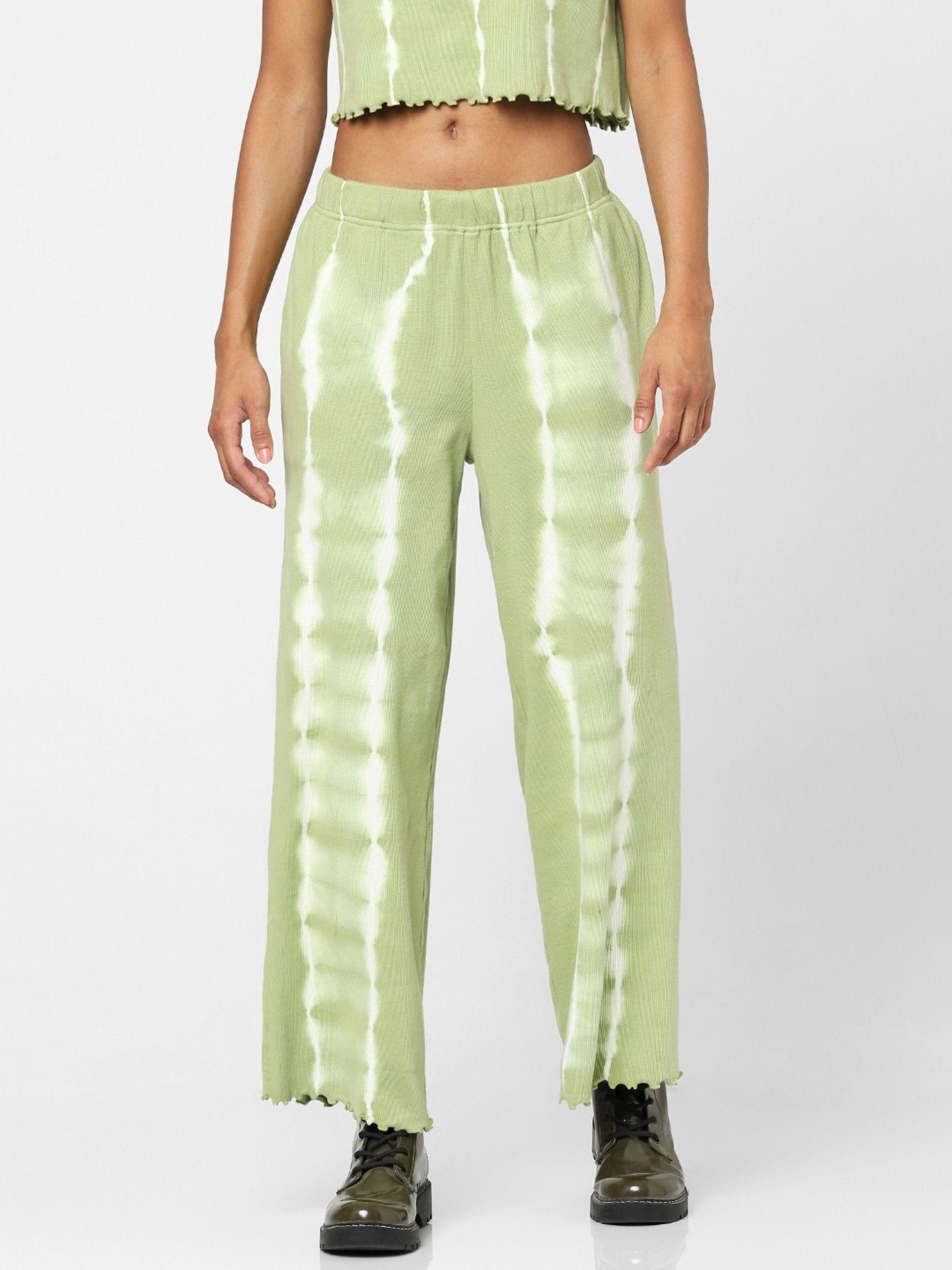 women tie-dye green pants