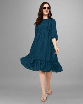 women tiered dress with frilled detail