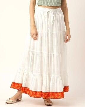 women tiered skirt with contrast border