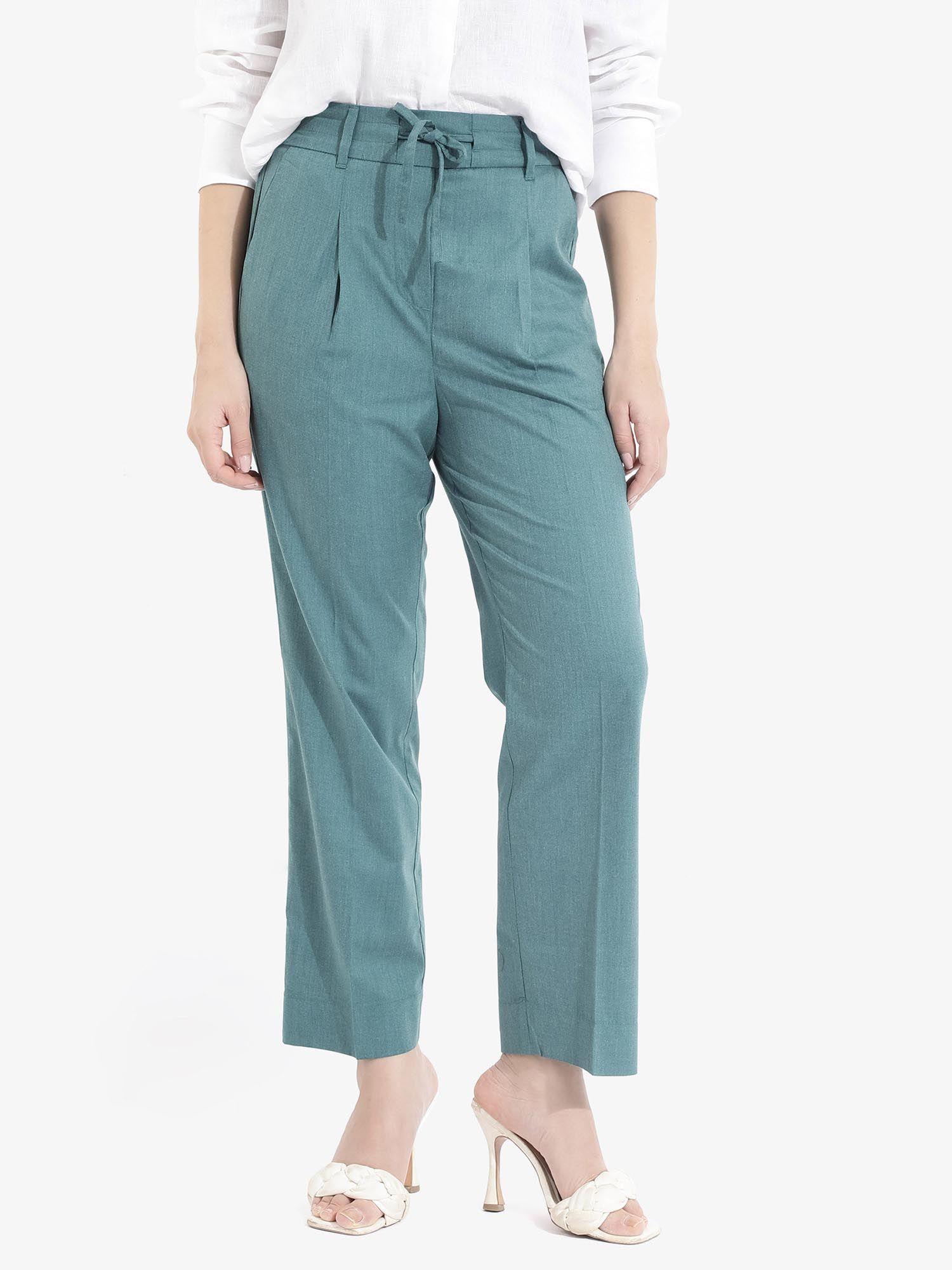 women tiza green straight trouser