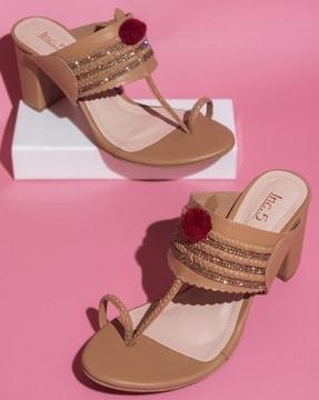 women toe-ring block heeled sandals