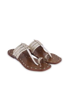 women toe-ring kolhapuri sandals