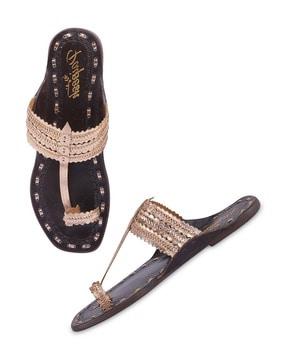 women toe-ring kolhapuri sandals