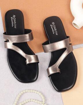 women toe-ring slip-on flat sandals