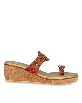 women toe-ring slip-on platforms