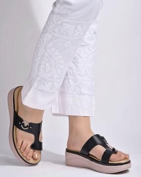 women toe-ring slip-on platforms