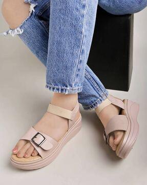 women toe-ring slip-on platforms