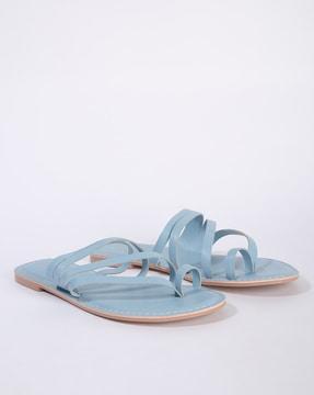 women toe-ring strappy flat sandals