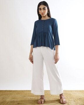 women top with button placket