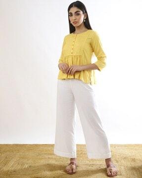 women top with button placket