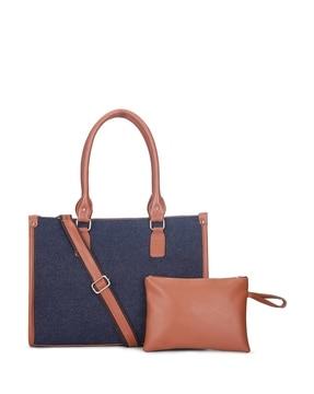 women tote bag with detachable strap & pouch