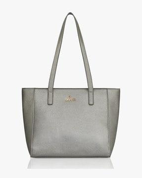 women tote bag with metal accent logo