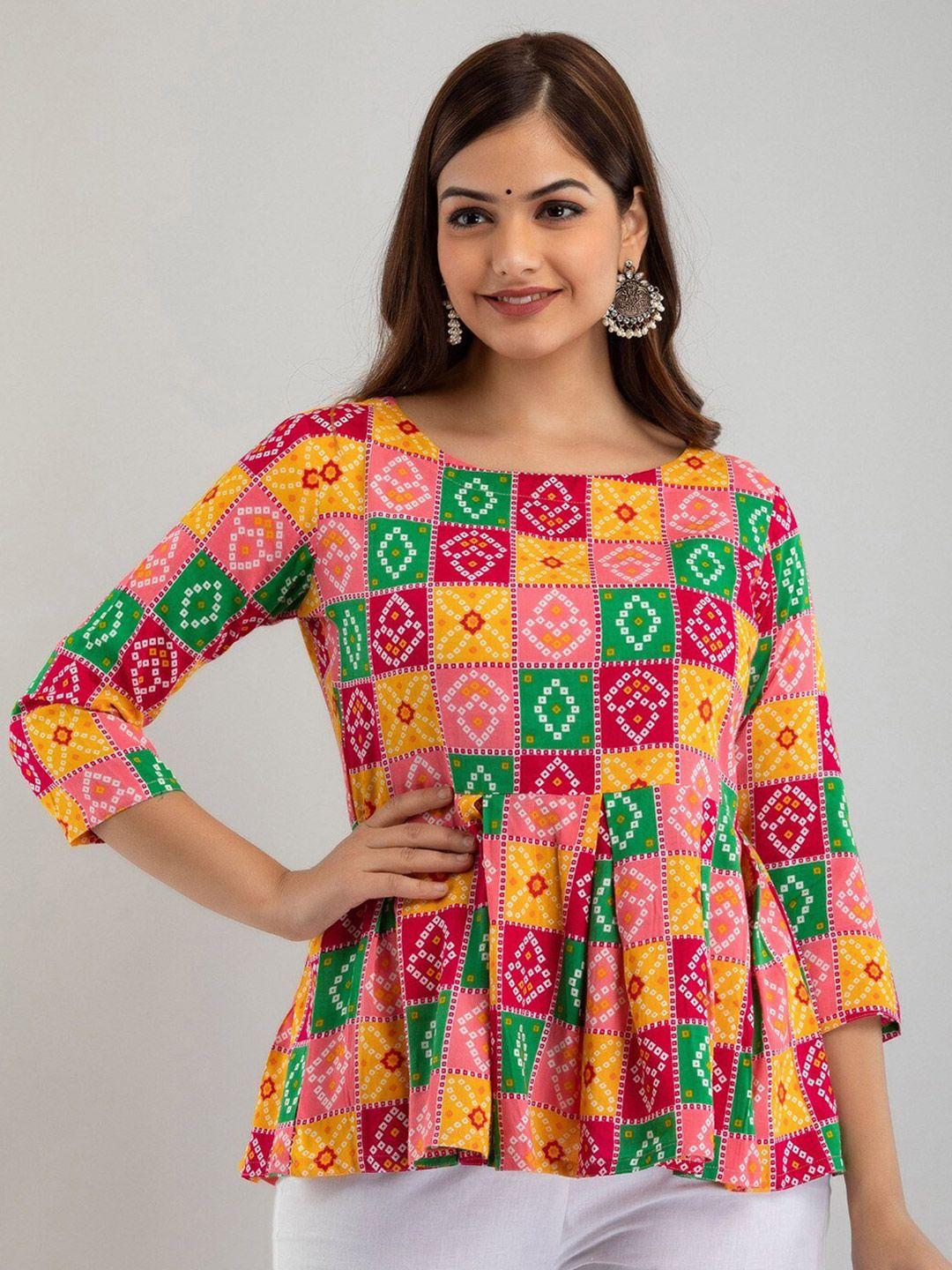 women touch bandhani print peplum top