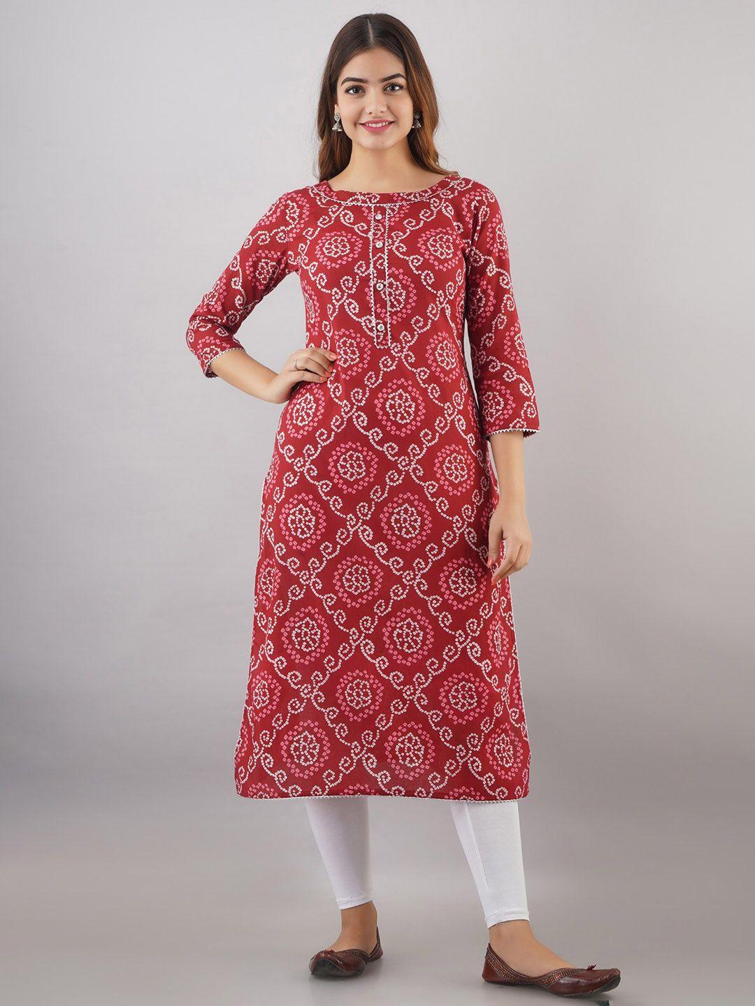 women touch ethnic motifs printed gotta patti floral handloom cotton kurta