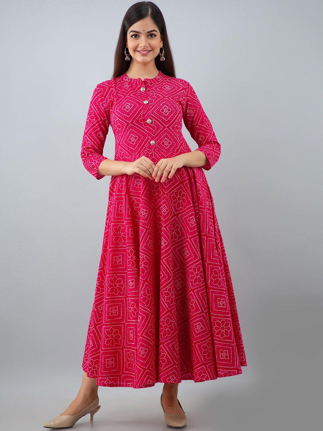 women touch mandarin collar ethnic motifs printed cotton anarkali kurta