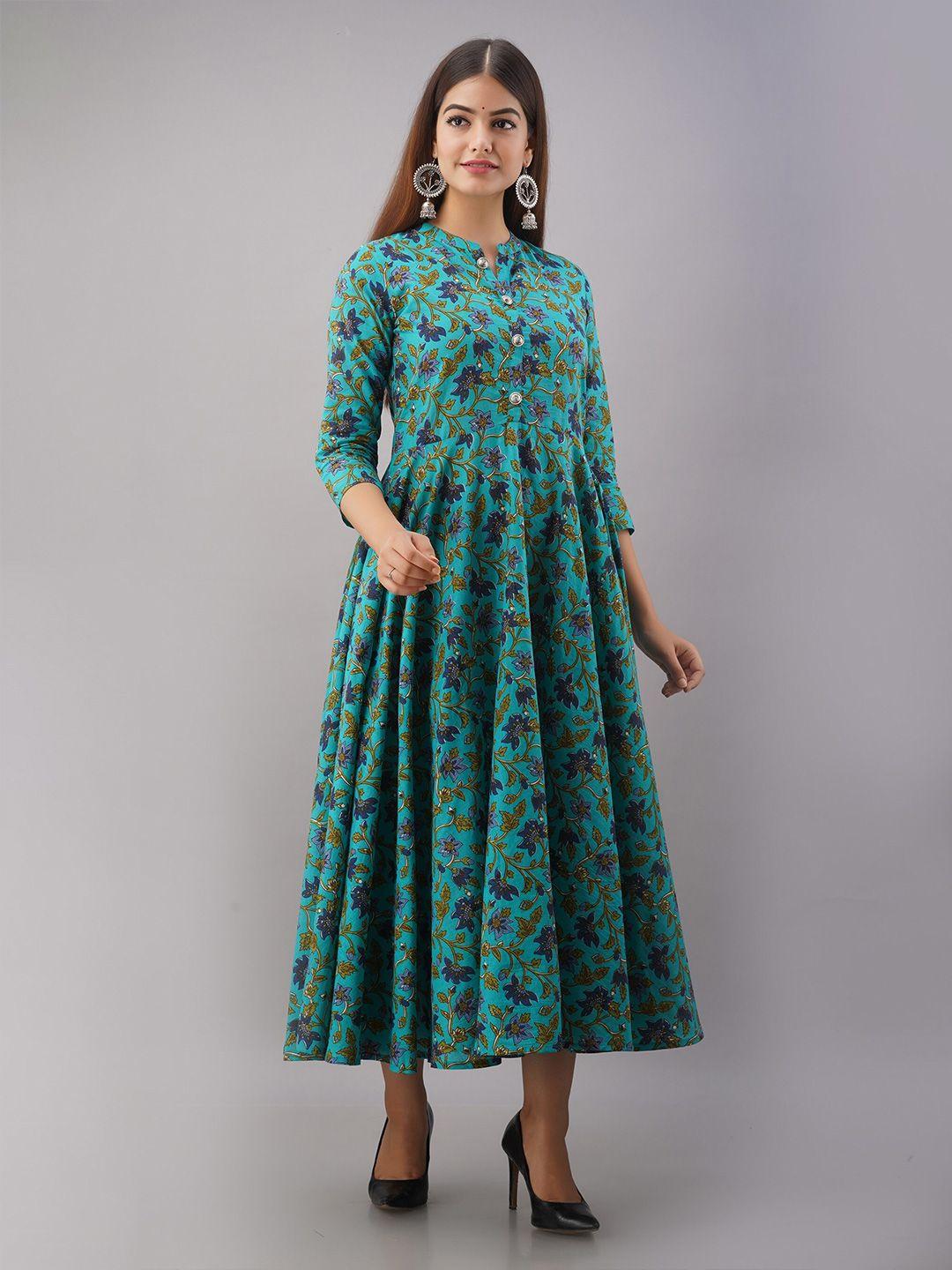 women touch turquoise blue floral maxi maxi dress