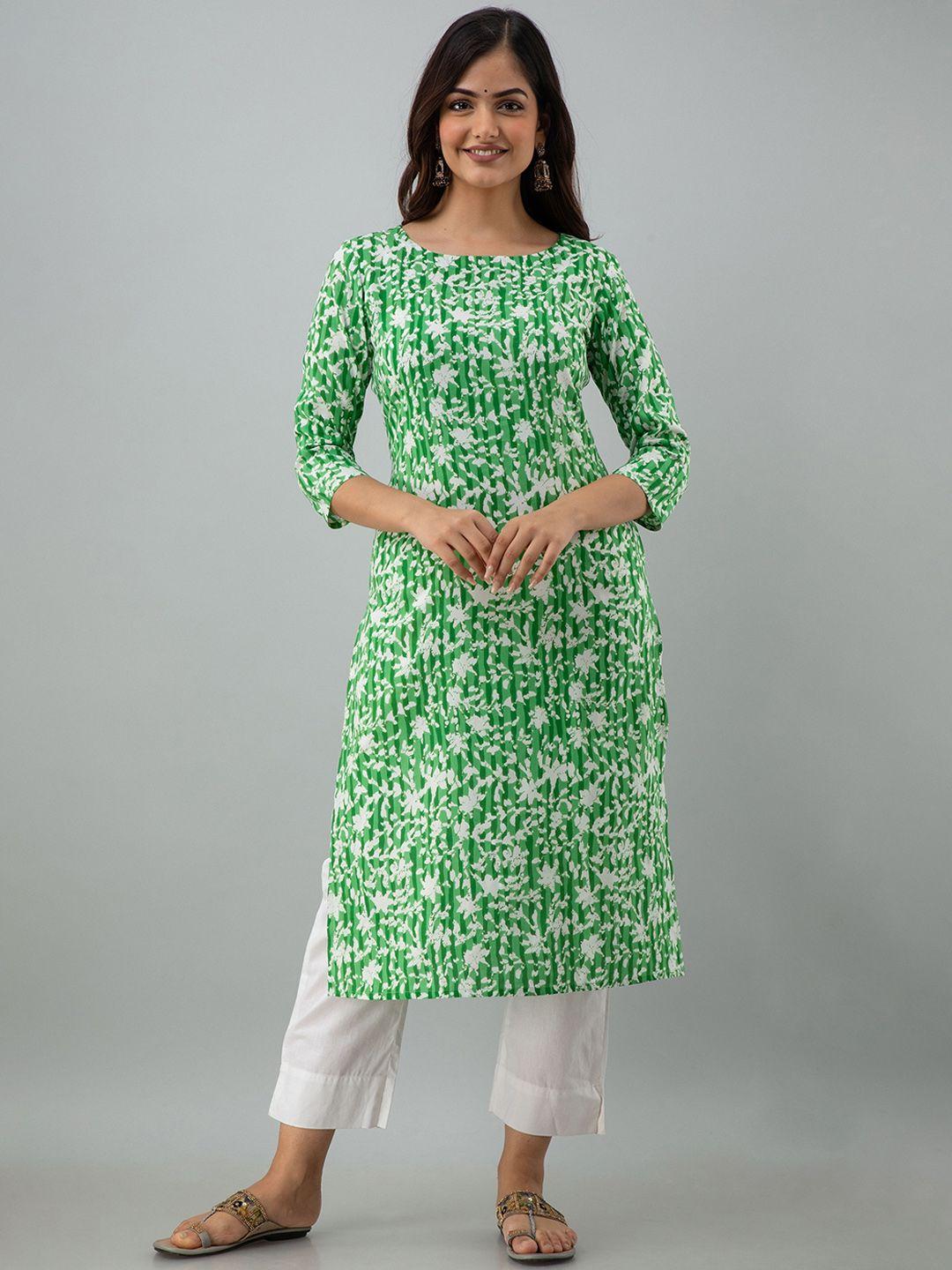 women touch women green floral printed kurta