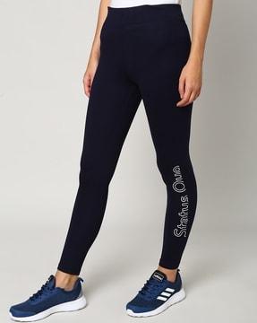 women track pants with placement brand print