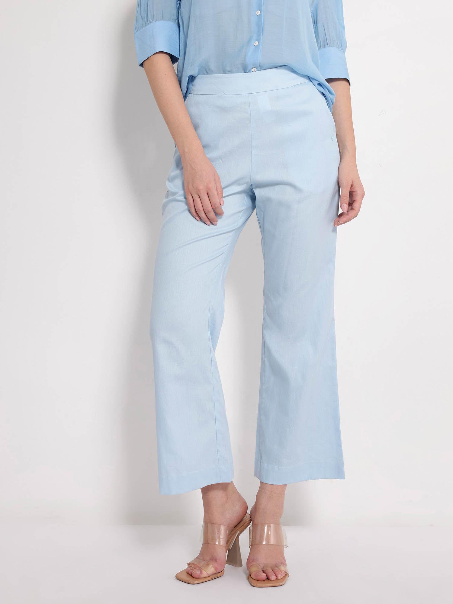 women trani solid blue trouser