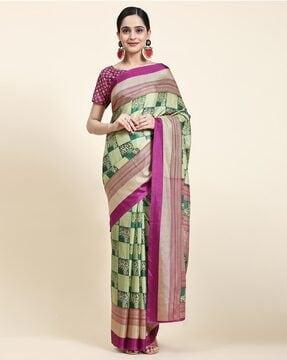 women tree print chiffon saree