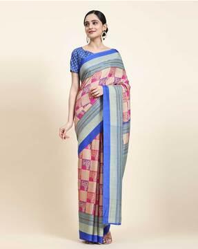 women tree print chiffon saree