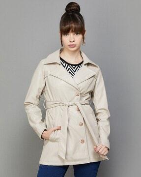women trench coat with notched-lapel collar