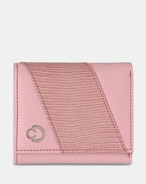 women tri-fold wallet with brand-plaque