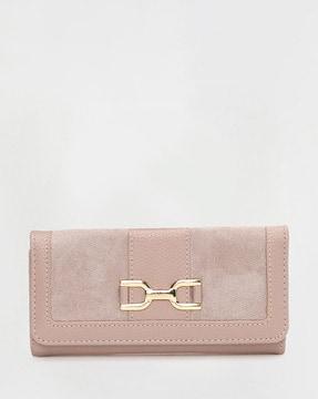 women tri-fold wallet with metal accent