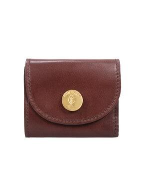 women tri-fold wallet with metal accent