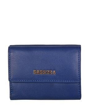 women tri-fold wallet with metal accent