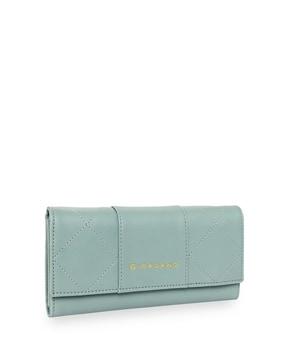 women tri-fold wallet with snap-button closure