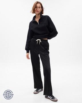 women tricot straight fit track pants