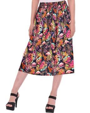 women tropical print a-line skirt