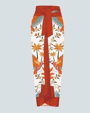 women tropical print a-line skirt