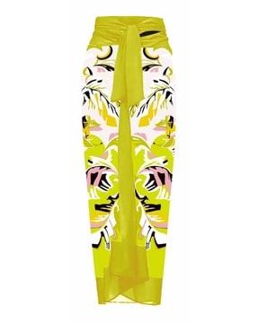 women tropical print a-line skirt