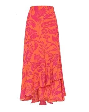 women tropical print a-line skirt