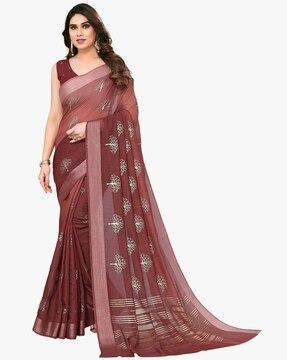 women tropical print cotton saree